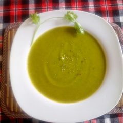 A picture of Butternut with spinach soup.
