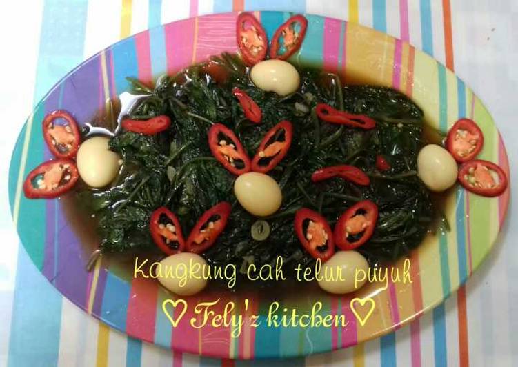 Langkah Mudah untuk Menyiapkan Kangkung cah telur puyuh, Menggugah Selera