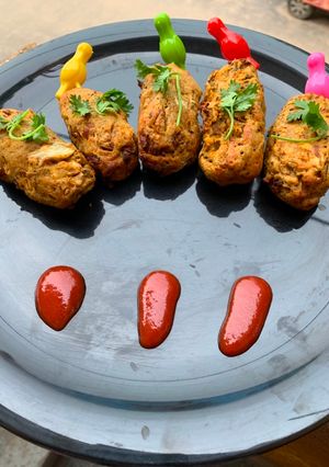 A picture of Cabbage aloo pakora in air fryer.