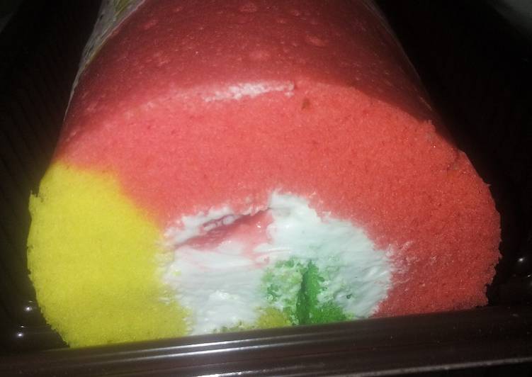 Resep Bolu gulung rainbow, Enak