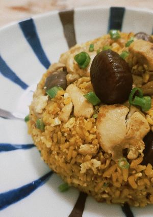 栗子燒雞炒飯(WMF耐磨深煎鍋) 的食譜成品照片