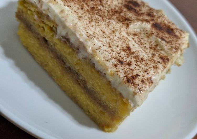 Tiramisú con flan de vainilla, fácil y rápido 🥧
