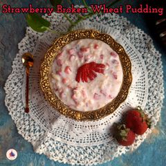A picture of Strawberry Broken wheat Pudding.
