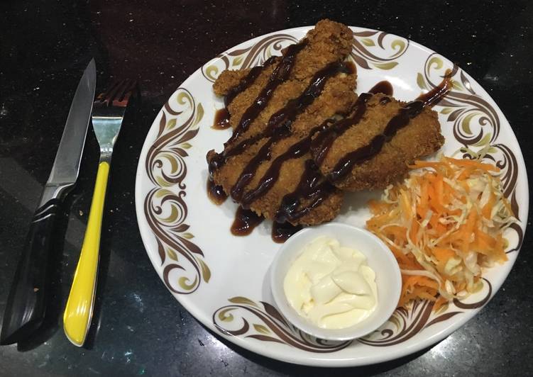 STEAK CHICKEN KATSU + salad jepang ALA Zharfa