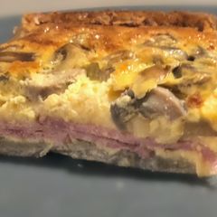 A picture of Canadian Bacon and Swiss Cheese Quiche.