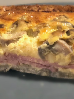 A picture of Canadian Bacon and Swiss Cheese Quiche.