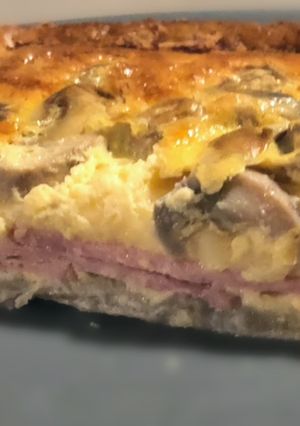 A picture of Canadian Bacon and Swiss Cheese Quiche.