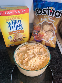 A picture of Absolutely the best Buffalo chicken dip.