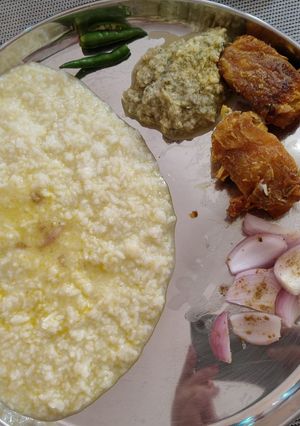 A picture of Traditional Panta Bhat Platter.