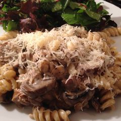 A picture of Creamy Mushrooms with Pasta.