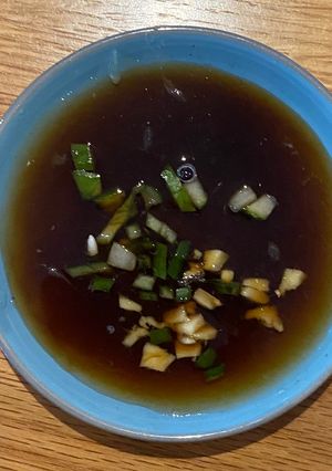 A picture of Sushi dipping sauce.