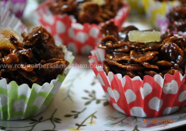 Step-by-Step Guide to Cook Perfect Chocolate Crispy Cakes کاپ کیک کورن فلکس