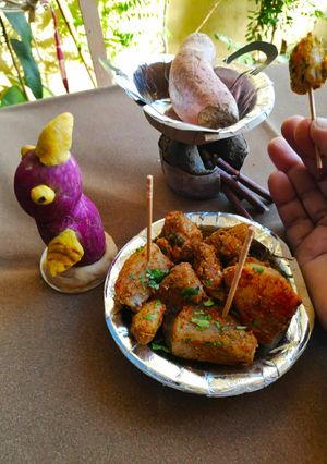 রোস্টেড সুইট পটেটেো চাট (Sakarkandi bhuna chaa / roasted sweet potato chat recipe in Bengal) রেসিপির প্রধান ছবি
