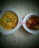 Lemon veg rice with potato and carrot soup