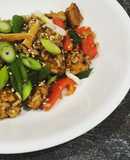 Smoky-sticky stir-fried  rice and tofu bowl