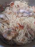Frango guisado com Esparguete