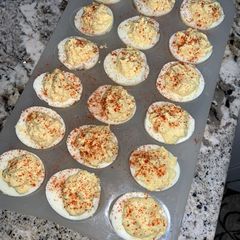 A picture of Creamy deviled eggs.