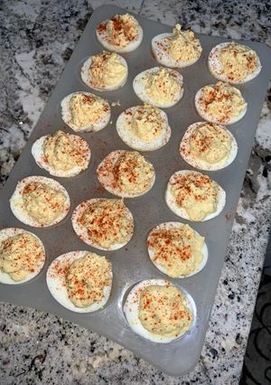 A picture of Creamy deviled eggs.