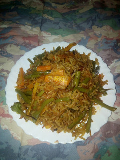 A picture of Lemon rice with assorted vegetables#authormarathon.