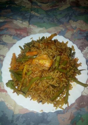 A picture of Lemon rice with assorted vegetables#authormarathon.