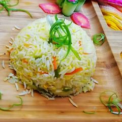 A picture of Vegetables egg fried rice.