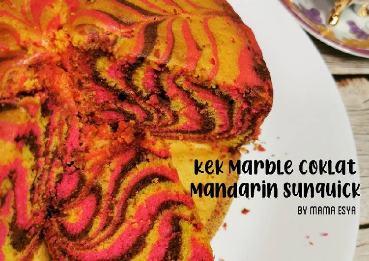 Cara Gampang Membuat Kek Marble Coklat Mandarin Sunquick 🥰, Enak