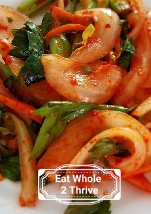 A picture of Spicy Celery Sweet Onion salad/lacto-fermentation.