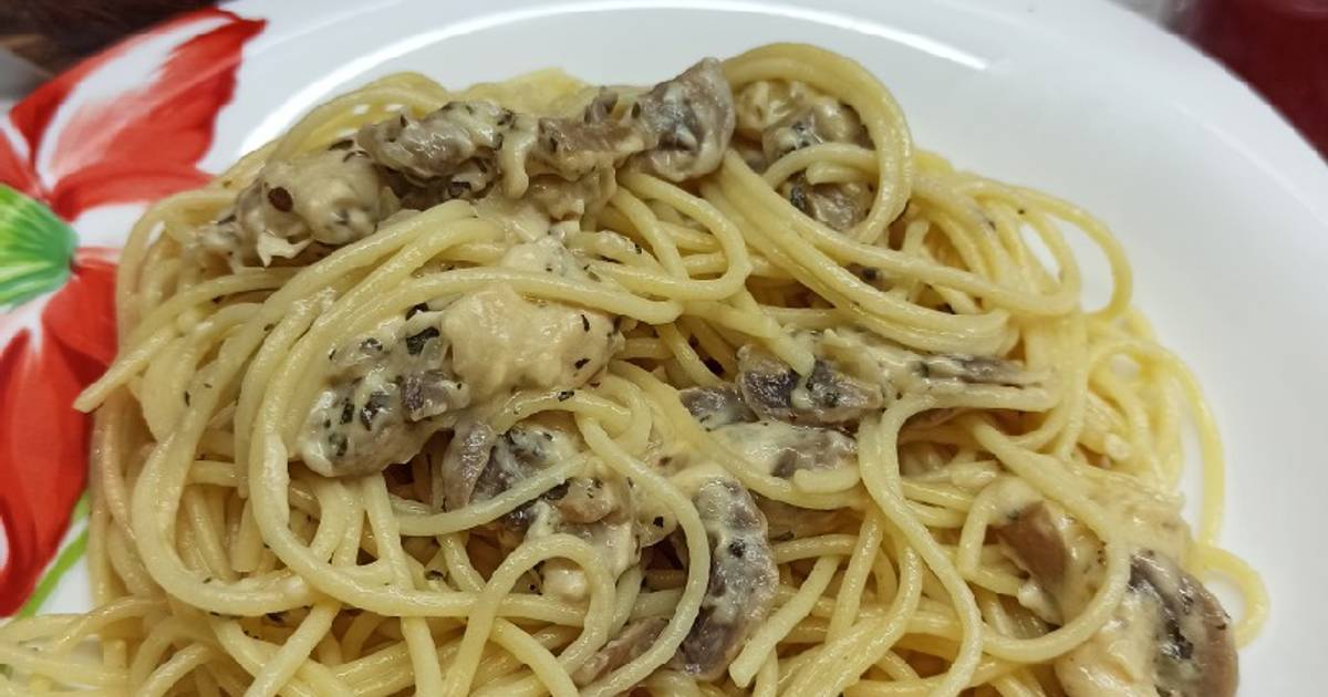 Спагетти С Курицей И Грибами Фото