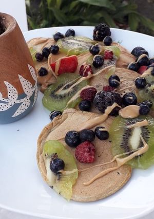 Una foto de Hot cakes integrales saludables y proteicos 🥞