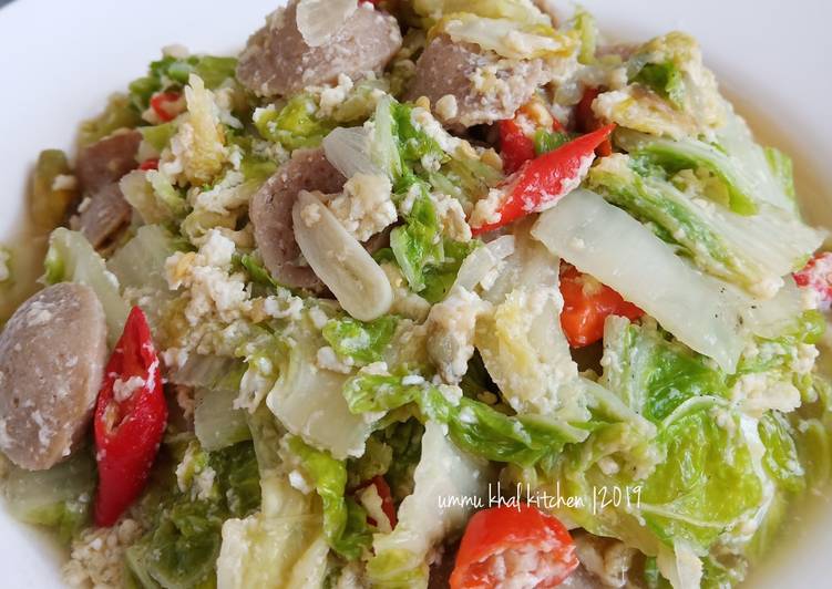 Tumis Sawi Telur Bakso