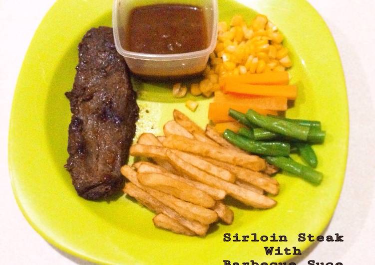 Cara Gampang Menyiapkan Sirloin steak with barbeque sauce, Sempurna