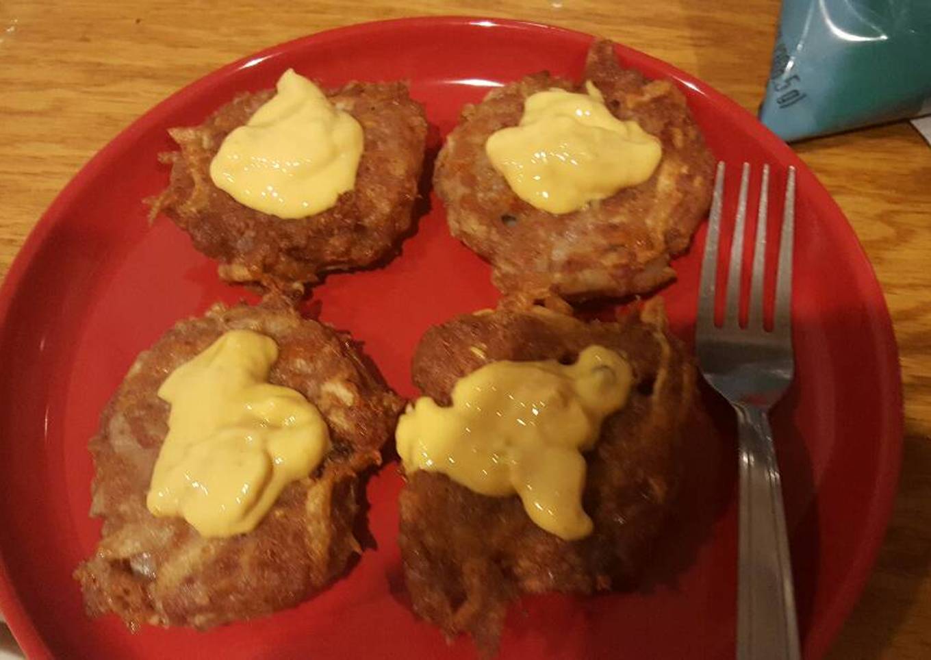 Potato pancakes with corn beef and cheese