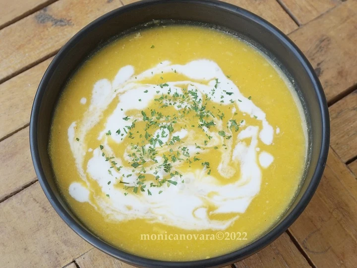 Cara Gampang Membikin Resep GBAC #14. Roasted Pumpkin and Chicken Soup (bisa utk MPASI 1+) yang Uenak Anti Ribet, Lezat Sekali