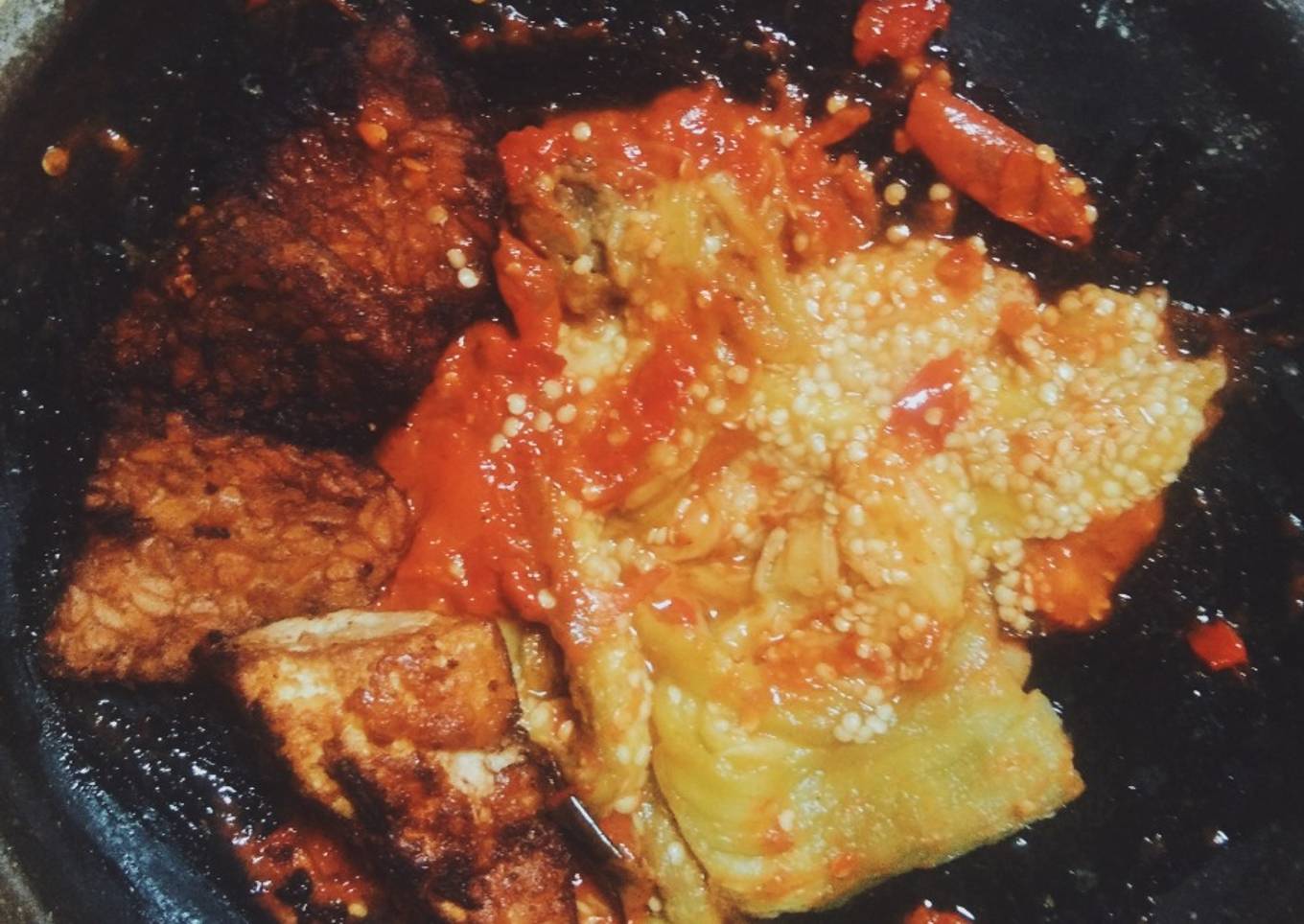 Terong bakar sambel + tahu tempe bacem