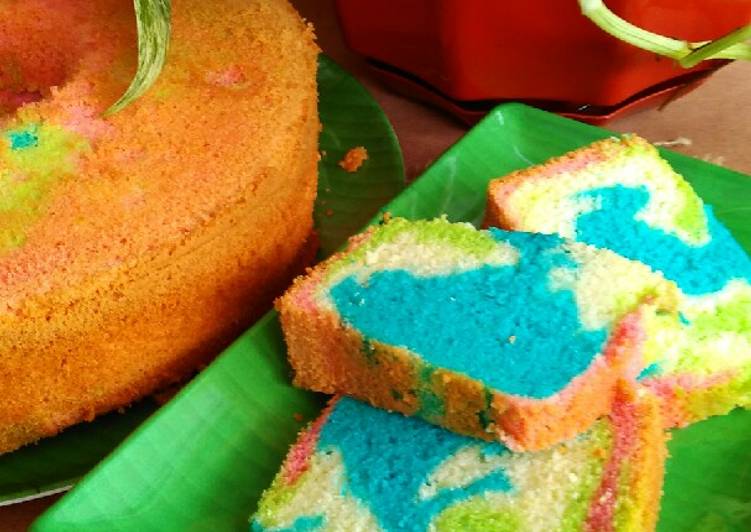 Cara Gampang Menyiapkan Ciffon cake pelangi Anti Gagal