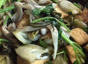 Hình của món Dưa chua xào đậu và nấm(chay).