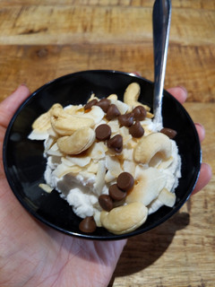 A picture of Coconut yoghurt and nuts treat.