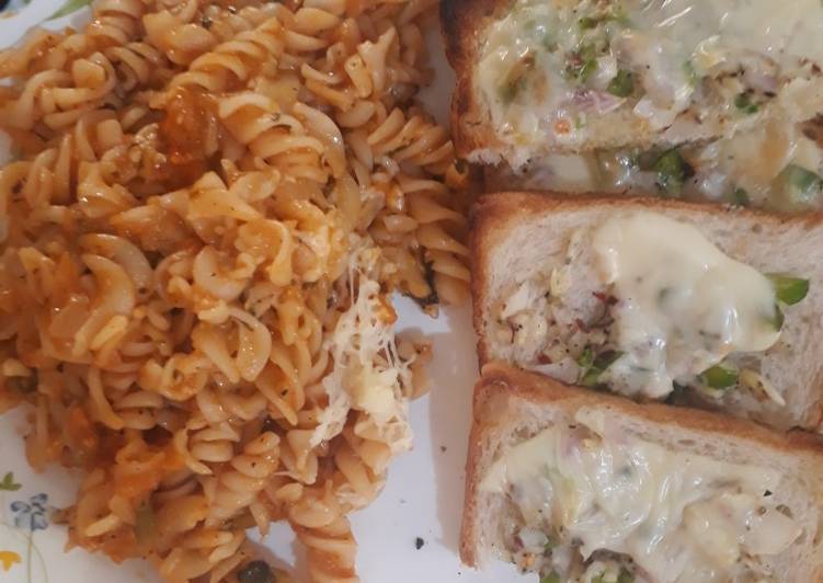 Recipe of Speedy Pasta with Garlic bread