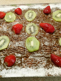 Una foto de Pastel de galletas y crema de chocolate