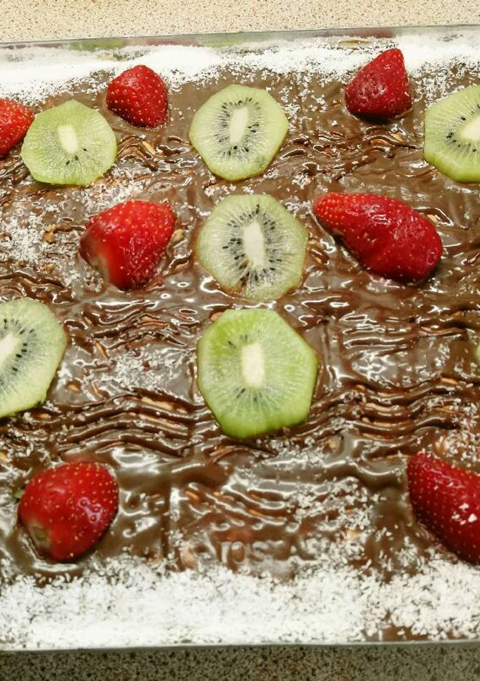 Una foto de Pastel de galletas y crema de chocolate