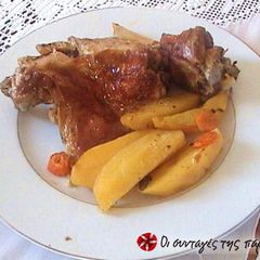A picture of Grandma's baby goat in the oven.
