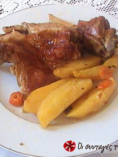A picture of Grandma's baby goat in the oven.