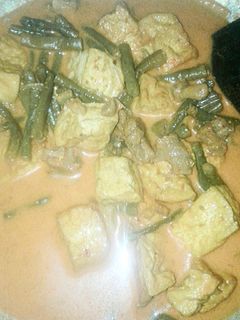 Foto resep Gulai kacang panjang hutan(tahu tetelan)😊