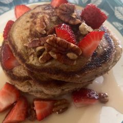 A picture of Banana Oat Pancakes with a Crunch.