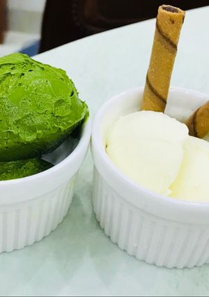 Hình của món Kem trà xanh sữa dừa.