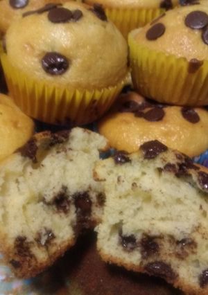Una foto de Magdalenas con pepitas de chocolate