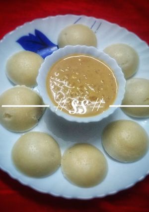A picture of Steamed Pitha in microwave oven.