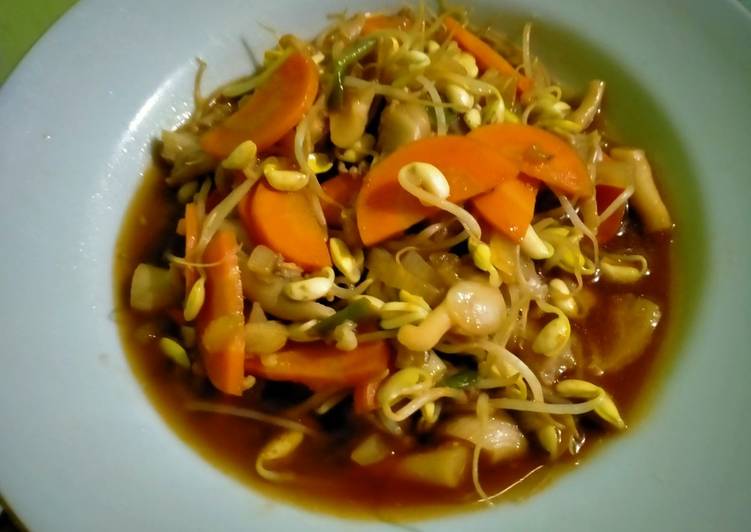 Tumis jamur tiram wortel toge