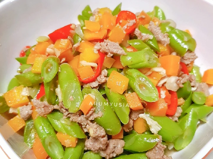 Cara Simple Membikin Resep  Daging Cincang Tumis Buncis Wortel yang Sempurna, Enak Banget