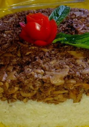 صورة لوصفة رز بالفطر على طريقتي